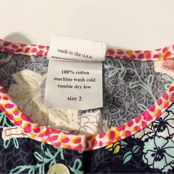 Emerald August Long-Sleeve Deep Blue Pink Green Purple  Floral Dress Size 2T - Picture 6 of 12